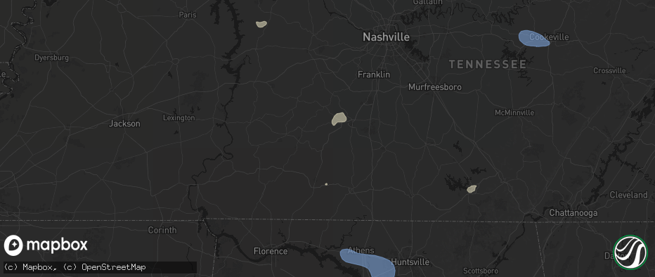 Hail map in Mount Pleasant, TN on July 3, 2026
