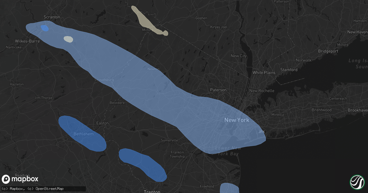 Hail map in Mount Tabor, NJ on July 3, 2026