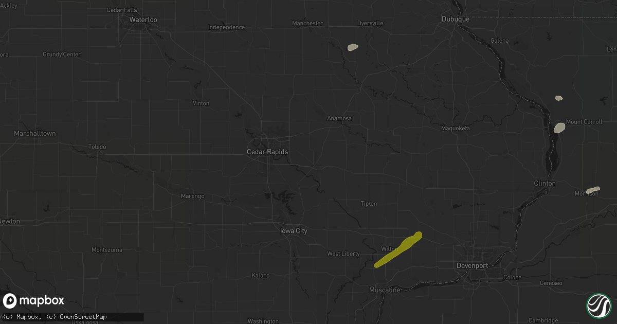 Hail map in Mount Vernon, IA on July 3, 2026