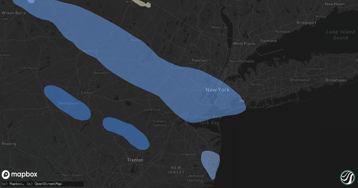 Hail map in Mountainside, NJ on July 3, 2026