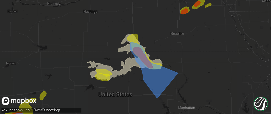 Hail map in Munden, KS on July 3, 2026