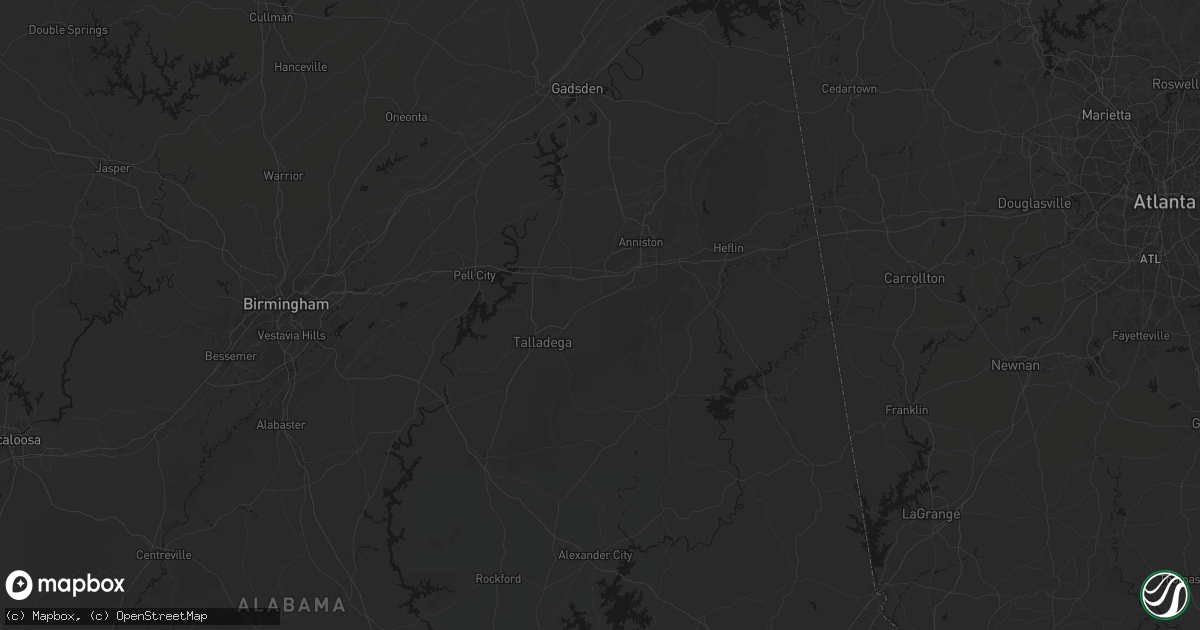 Hail map in Munford, AL on July 3, 2026
