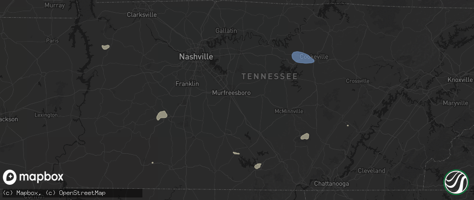 Hail map in Murfreesboro, TN on July 3, 2026