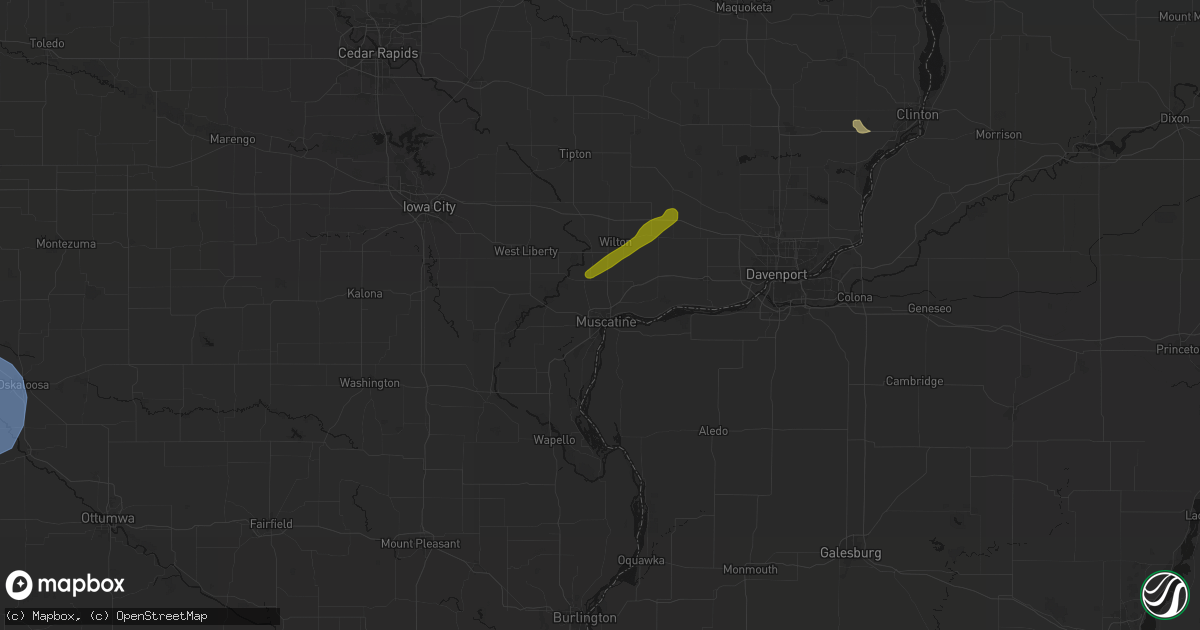 Hail map in Muscatine, IA on July 3, 2026