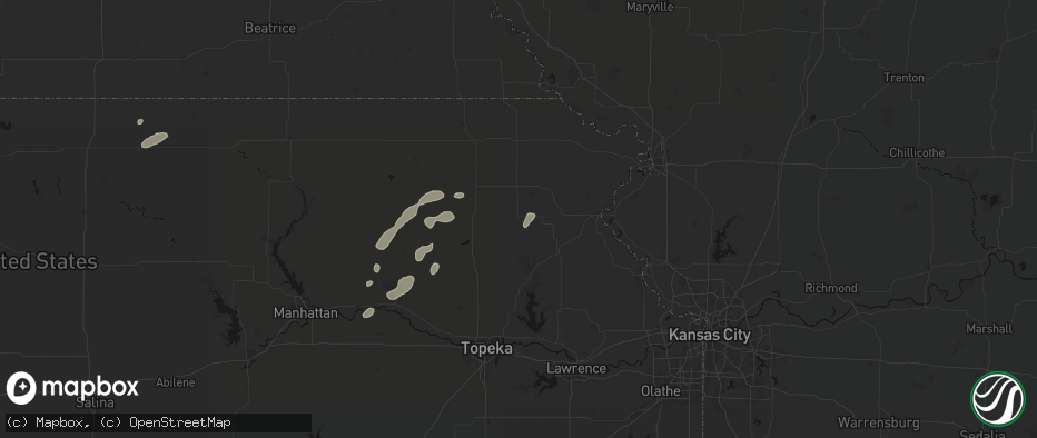 Hail map in Muscotah, KS on July 3, 2026