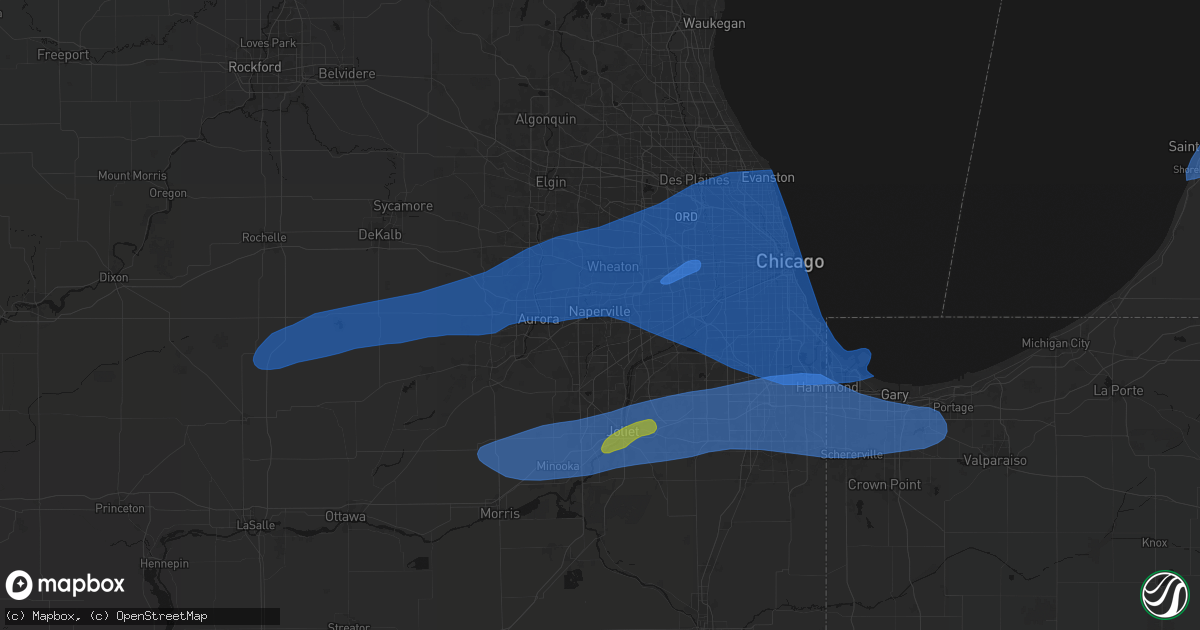 Hail map in Naperville, IL on July 3, 2026