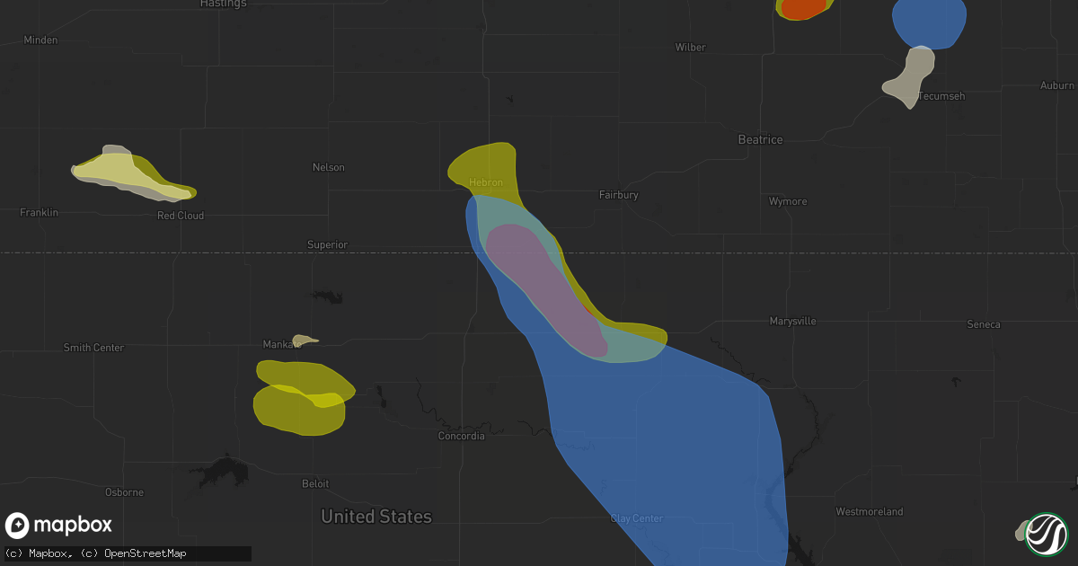 Hail map in Narka, KS on July 3, 2026