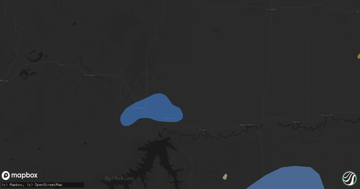 Hail map in Nashua, MT on July 3, 2026