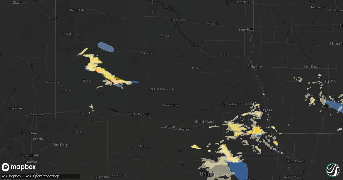 Hail map in Nebraska on July 3, 2026