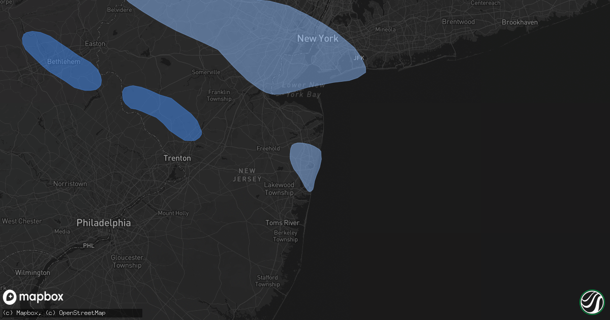 Hail map in Neptune, NJ on July 3, 2026