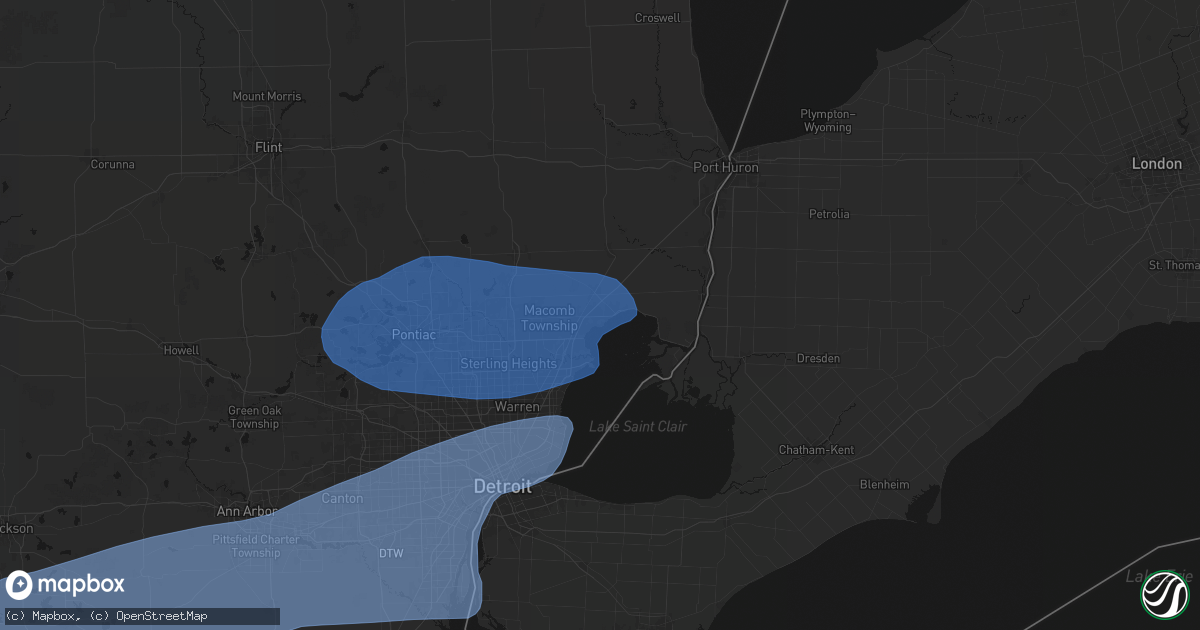 Hail map in New Baltimore, MI on July 3, 2026