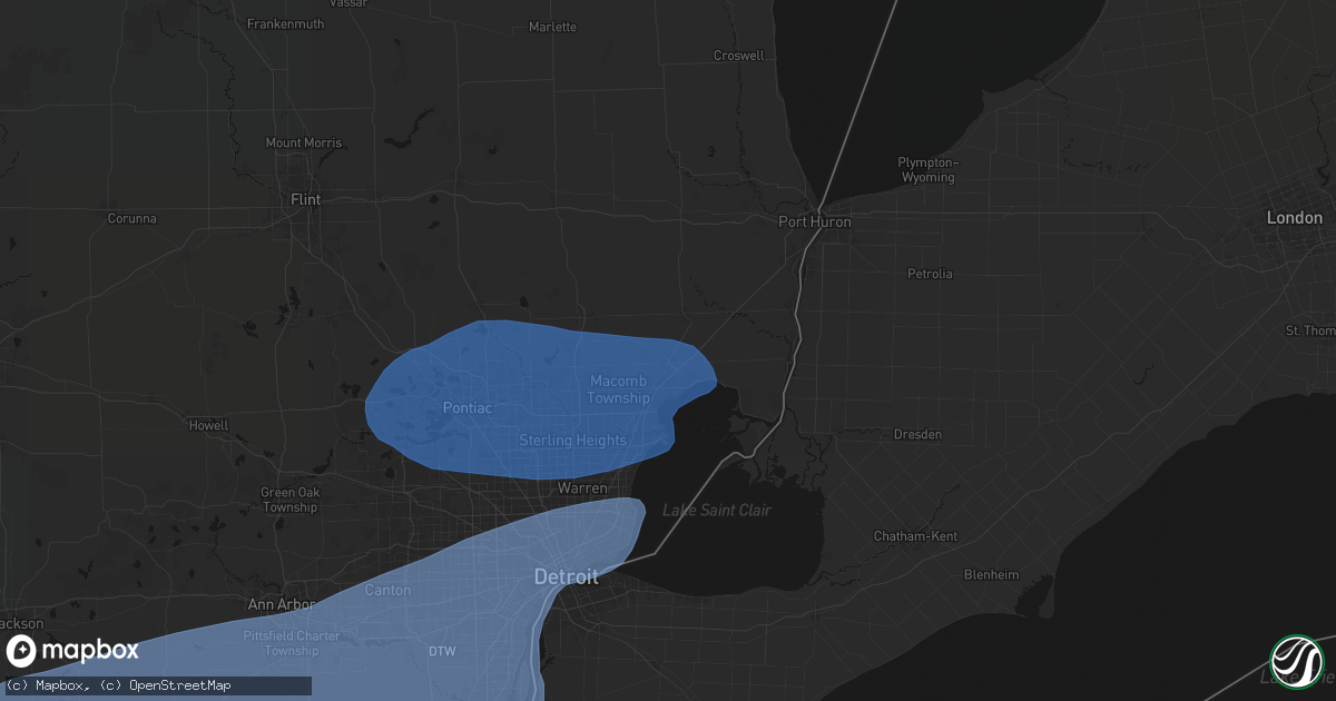 Hail map in New Haven, MI on July 3, 2026