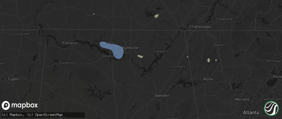 Hail map in New Hope, AL on July 3, 2026