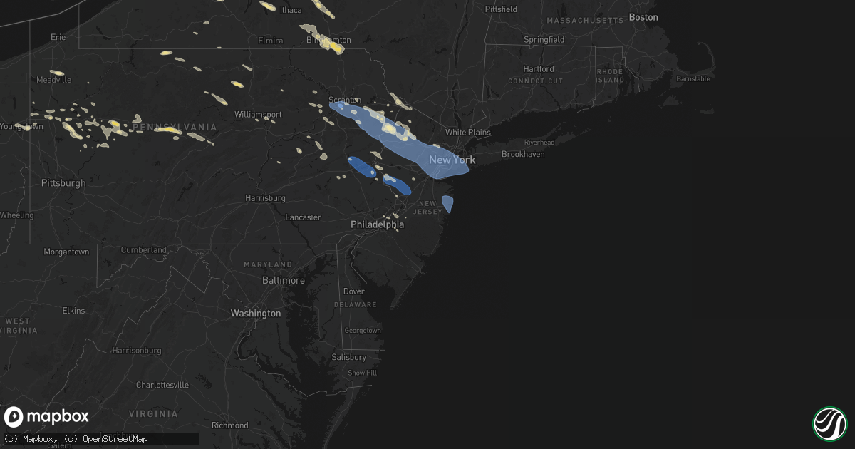 Hail map in New Jersey on July 3, 2026