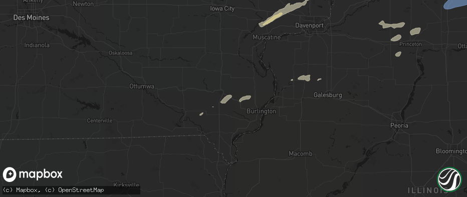 Hail map in New London, IA on July 3, 2026