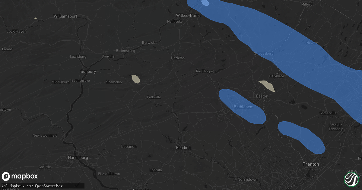 Hail map in New Ringgold, PA on July 3, 2026