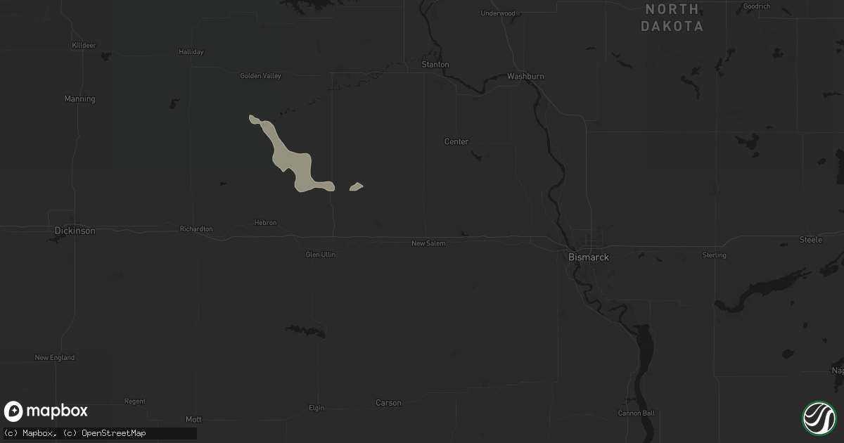 Hail map in New Salem, ND on July 3, 2026