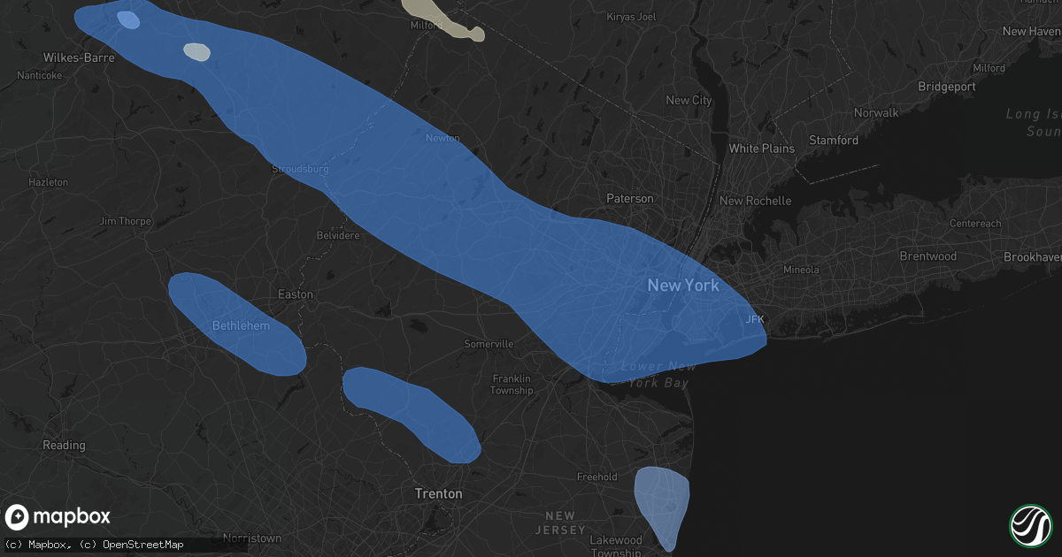 Hail map in New Vernon, NJ on July 3, 2026