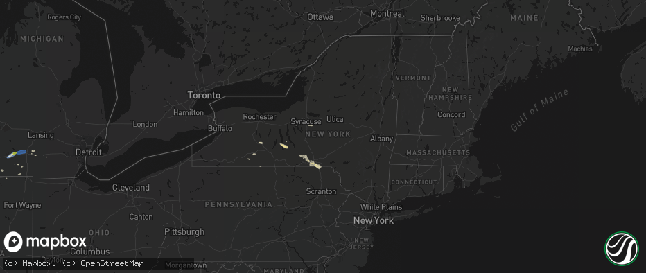 Hail map in New York on July 3, 2026