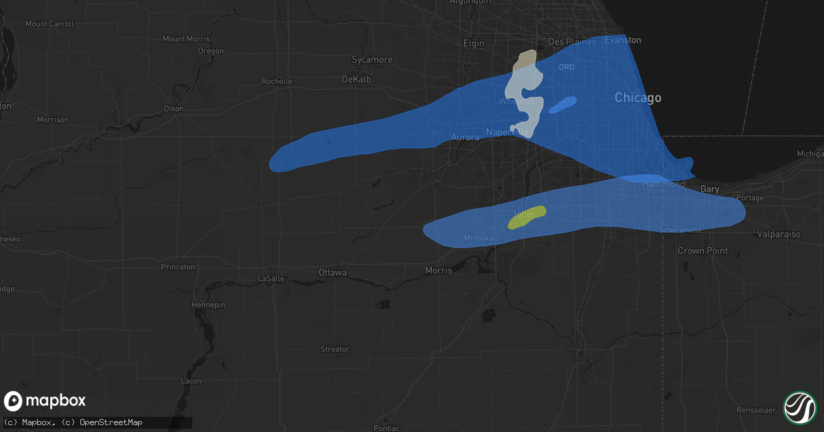 Hail map in Newark, IL on July 3, 2026
