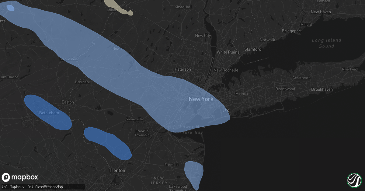 Hail map in Newark, NJ on July 3, 2026