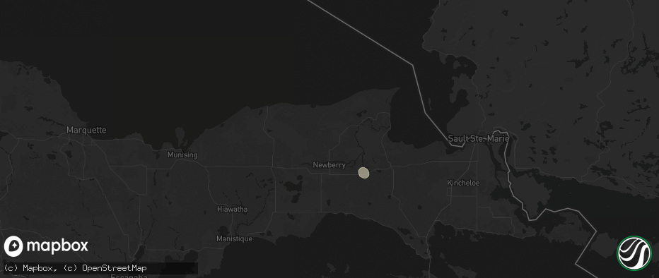 Hail map in Newberry, MI on July 3, 2026
