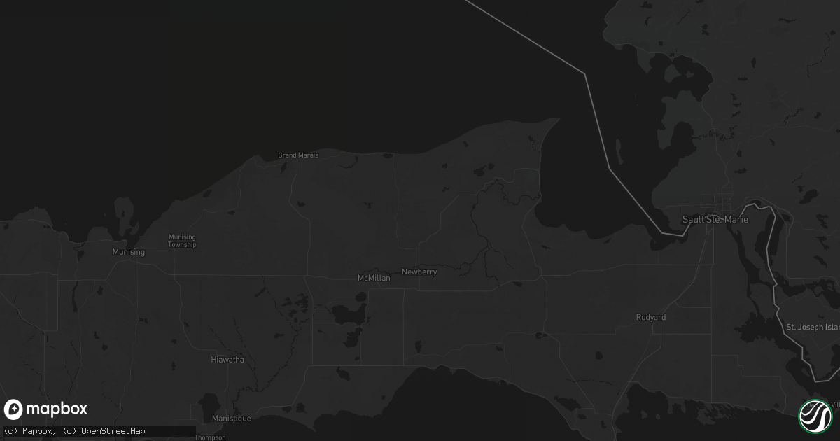 Hail map in Newberry, MI on July 3, 2026