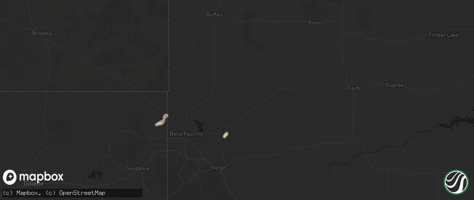 Hail map in Newell, SD on July 3, 2026