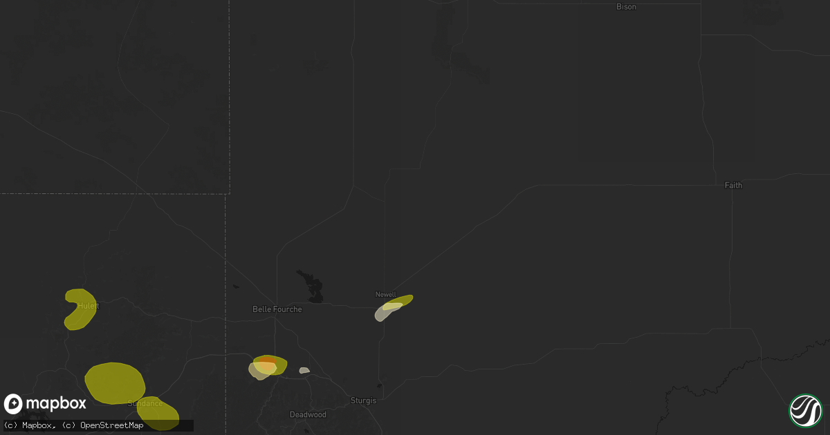 Hail map in Newell, SD on July 3, 2026
