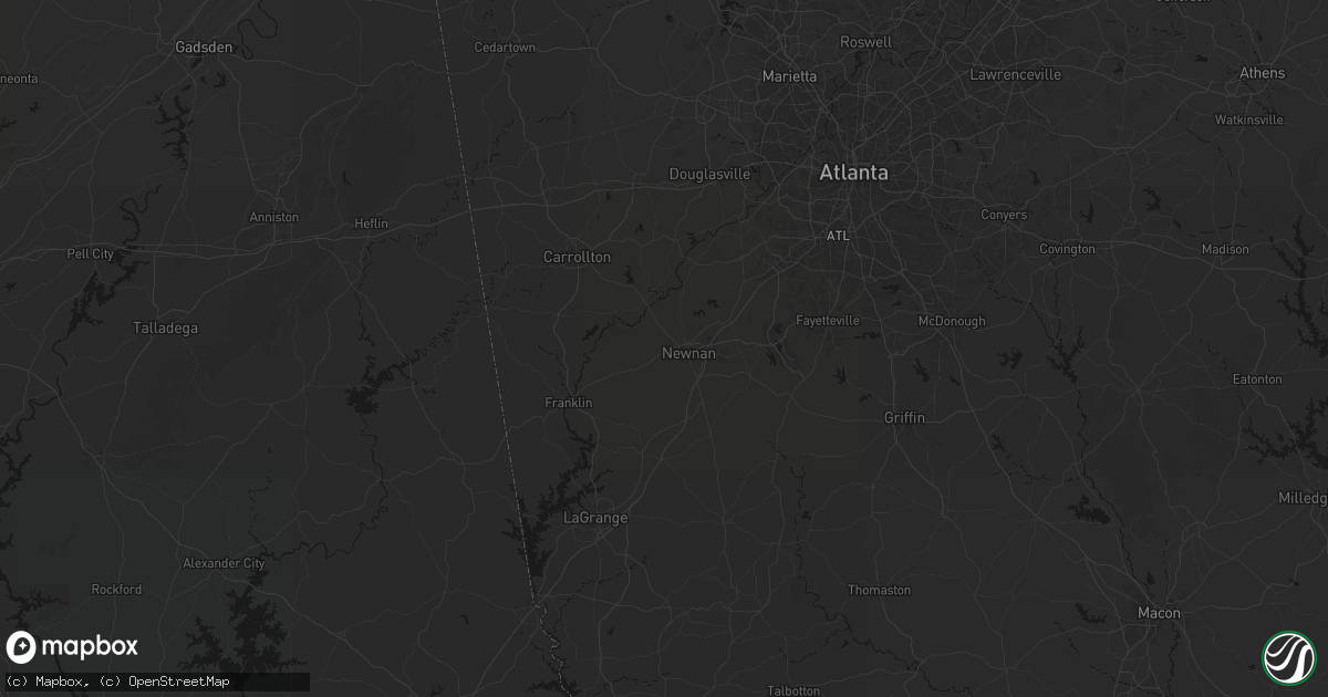 Hail map in Newnan, GA on July 3, 2026