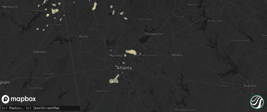 Hail map in Norcross, GA on July 3, 2026