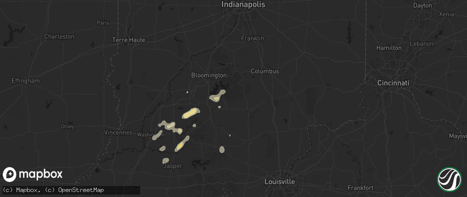 Hail map in Norman, IN on July 3, 2026