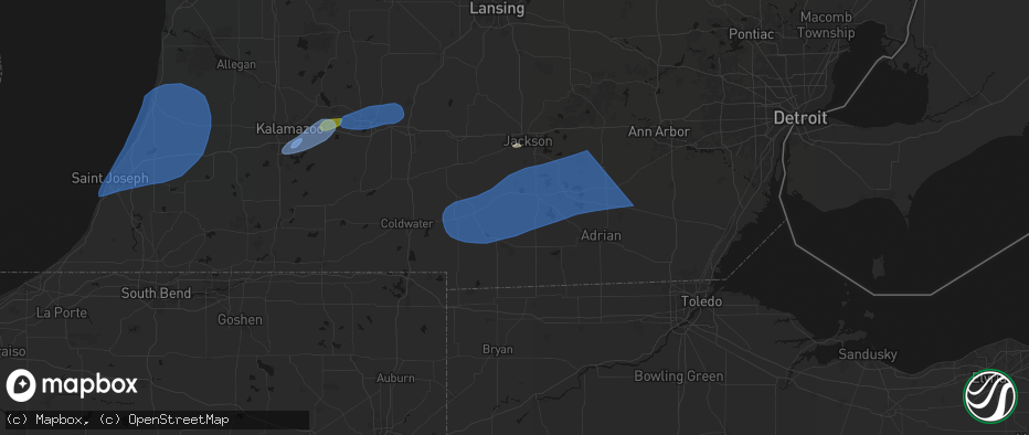 Hail map in North Adams, MI on July 3, 2026