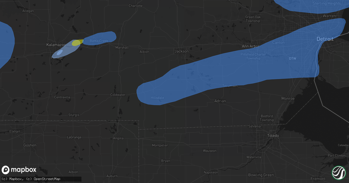 Hail map in North Adams, MI on July 3, 2026