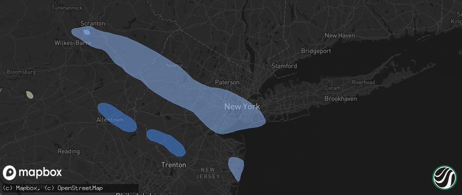 Hail map in North Arlington, NJ on July 3, 2026