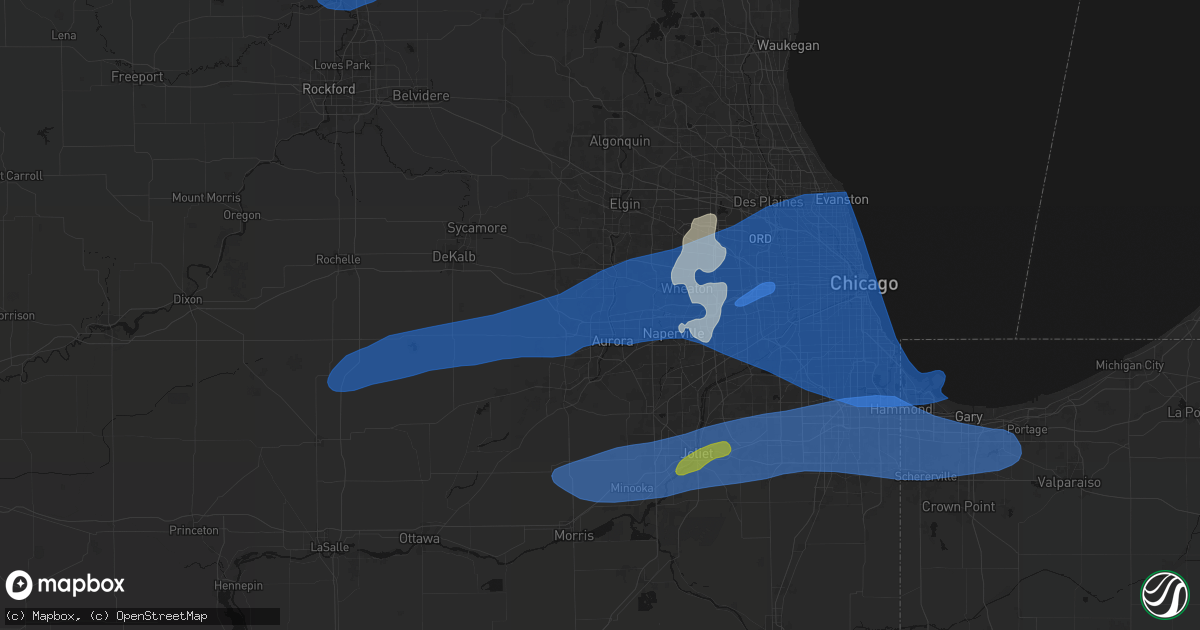 Hail map in North Aurora, IL on July 3, 2026