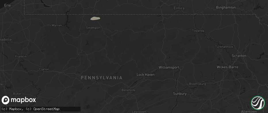 Hail map in North Bend, PA on July 3, 2026