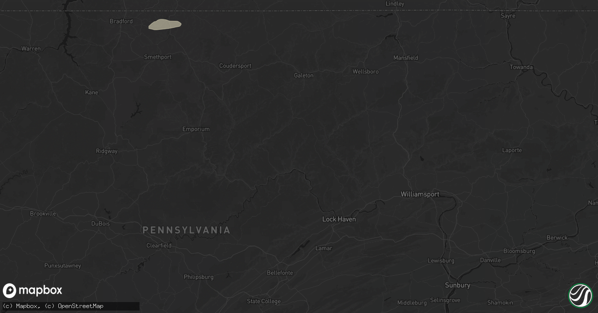 Hail map in North Bend, PA on July 3, 2026