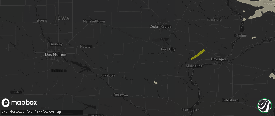 Hail map in North English, IA on July 3, 2026