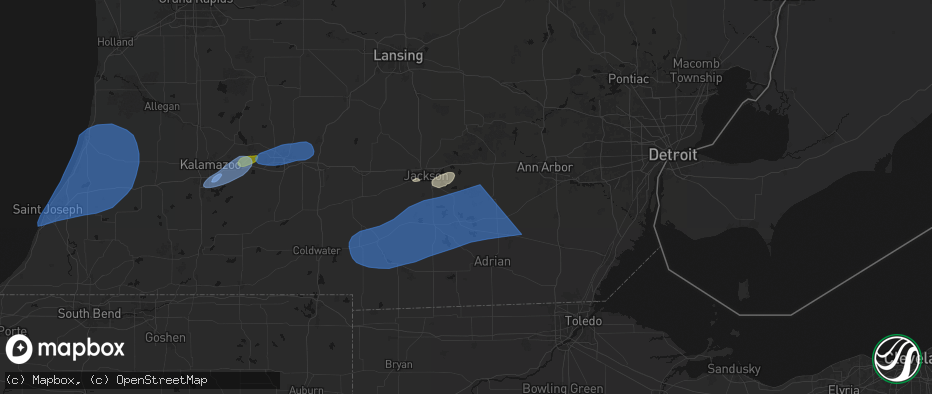 Hail map in Norvell, MI on July 3, 2026
