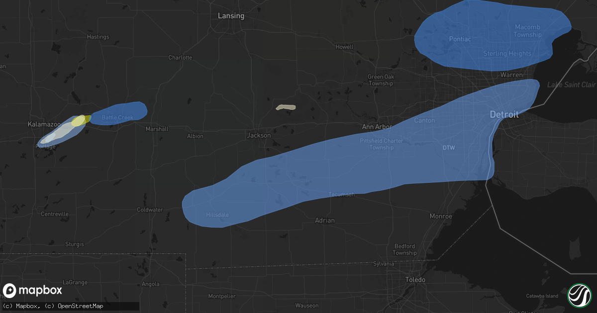 Hail map in Norvell, MI on July 3, 2026