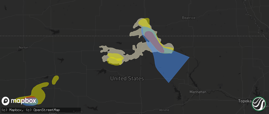 Hail map in Norway, KS on July 3, 2026