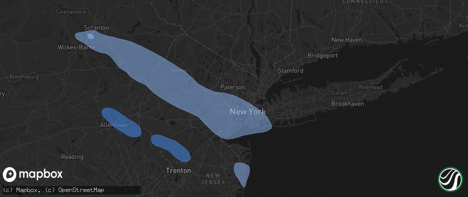 Hail map in Nutley, NJ on July 3, 2026
