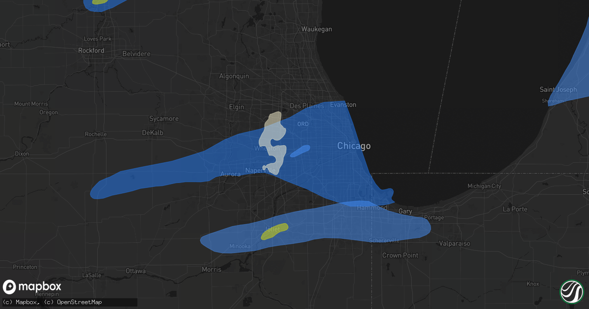 Hail map in Oak Brook, IL on July 3, 2026