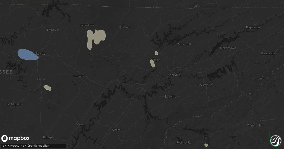 Hail map in Oak Ridge, TN on July 3, 2026