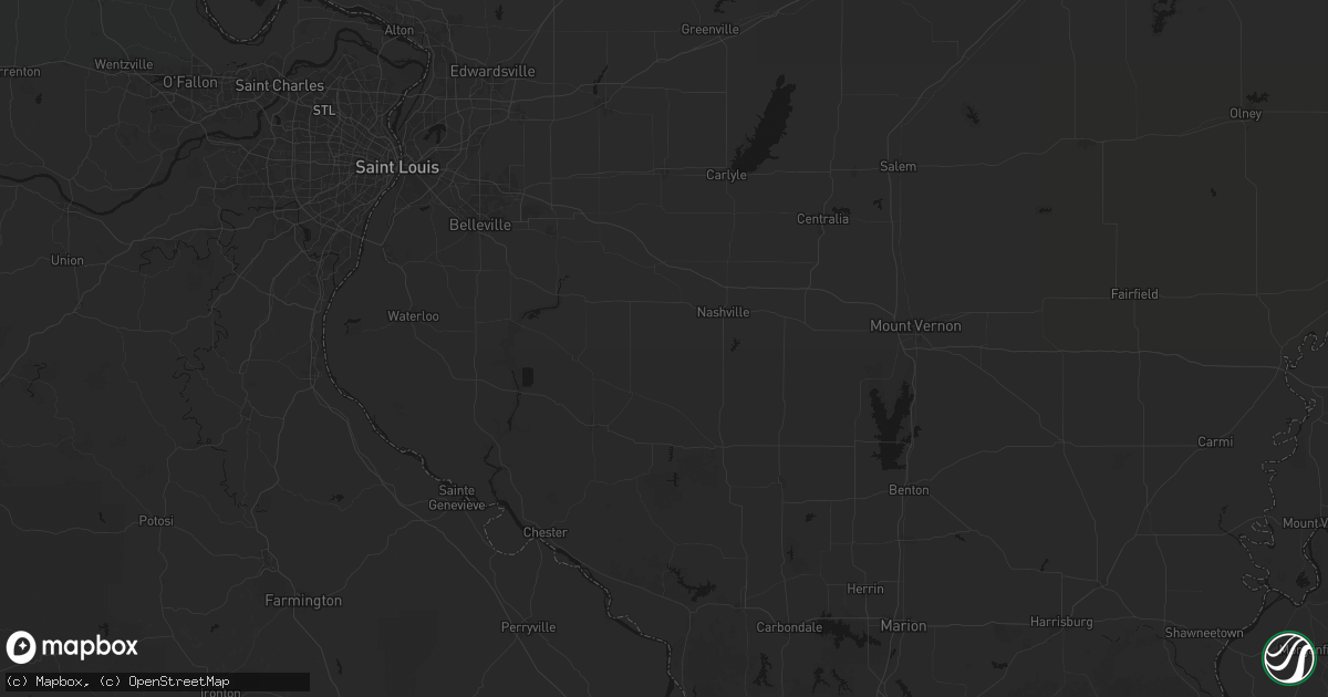 Hail map in Oakdale, IL on July 3, 2026