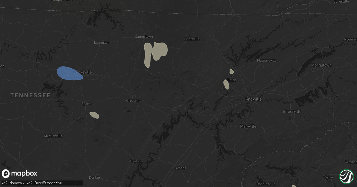 Hail map in Oakdale, TN on July 3, 2026