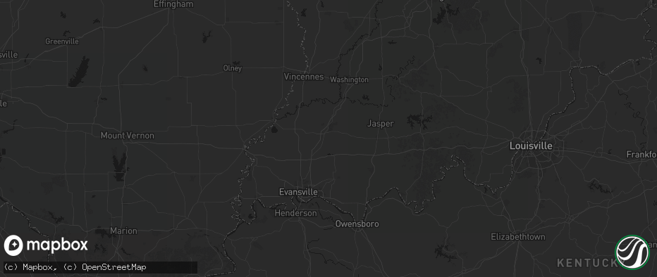 Hail map in Oakland City, IN on July 3, 2026