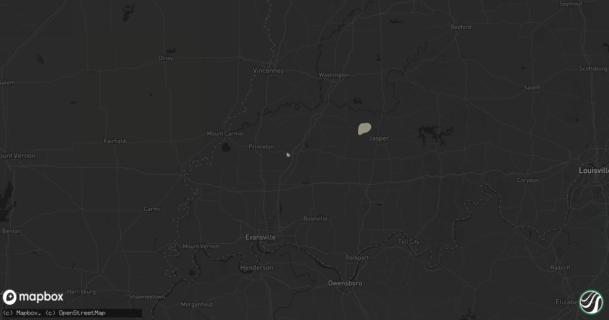 Hail map in Oakland City, IN on July 3, 2026