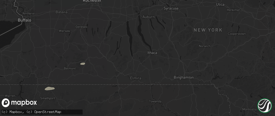 Hail map in Odessa, NY on July 3, 2026